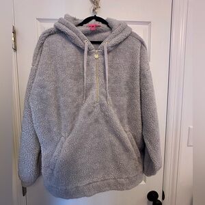 Lilly Pulitzer Suri Sherpa Quarter-Zip Hoodie in Luna Gray
